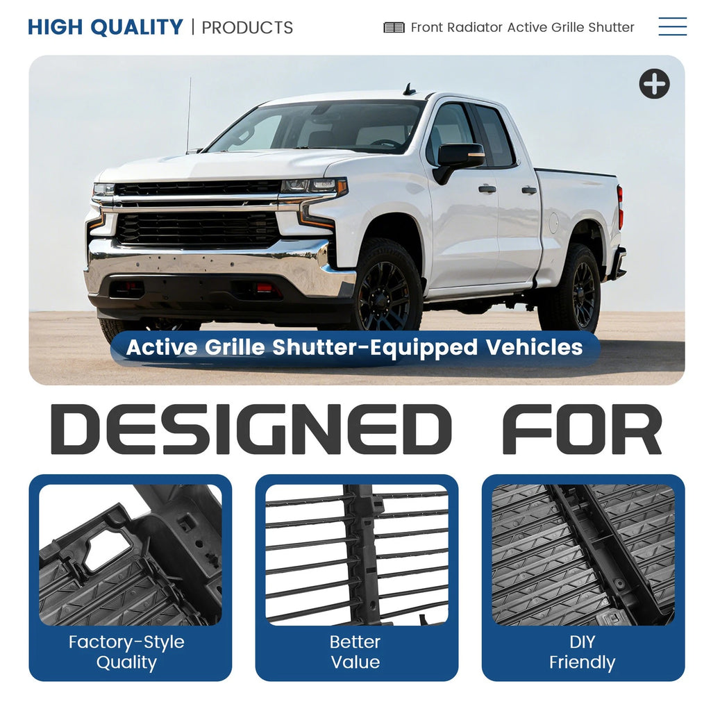 Radiator Active Grille Shutter for Chevy Silverado 1500 (2019–2023)