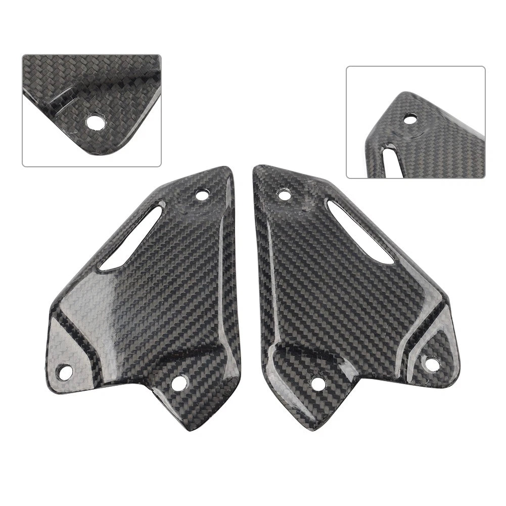 2X Carbon Fiber Footrest Plate Heel Guard for Kawasaki Z900 Z900SE (2017–2024)