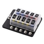 10-Way Blade Fuse Holder Box with LED Indicator for Marine 12V (N/A)