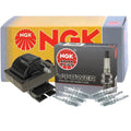 NGK HEI Ignition Coil & 6 V-Power Spark Plugs for Ford Mercury Merkur