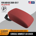 Leather Console Lid Pull Over Armrest Cover for Audi Q5 (2009–2017) Red