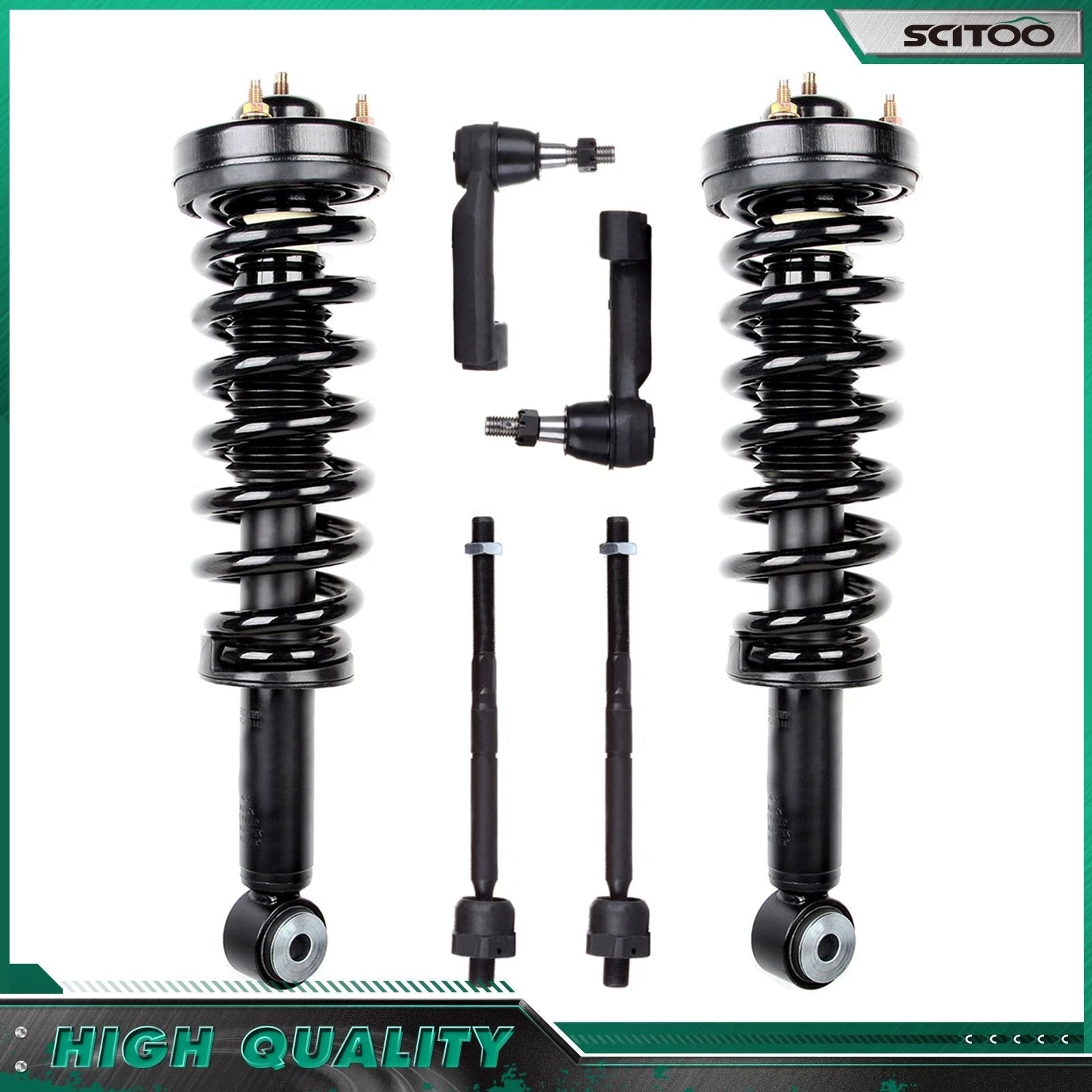 Set of 6 Front Strut & Spring Assemblies + Tie Rods for Ford F-150 (2009–2013)