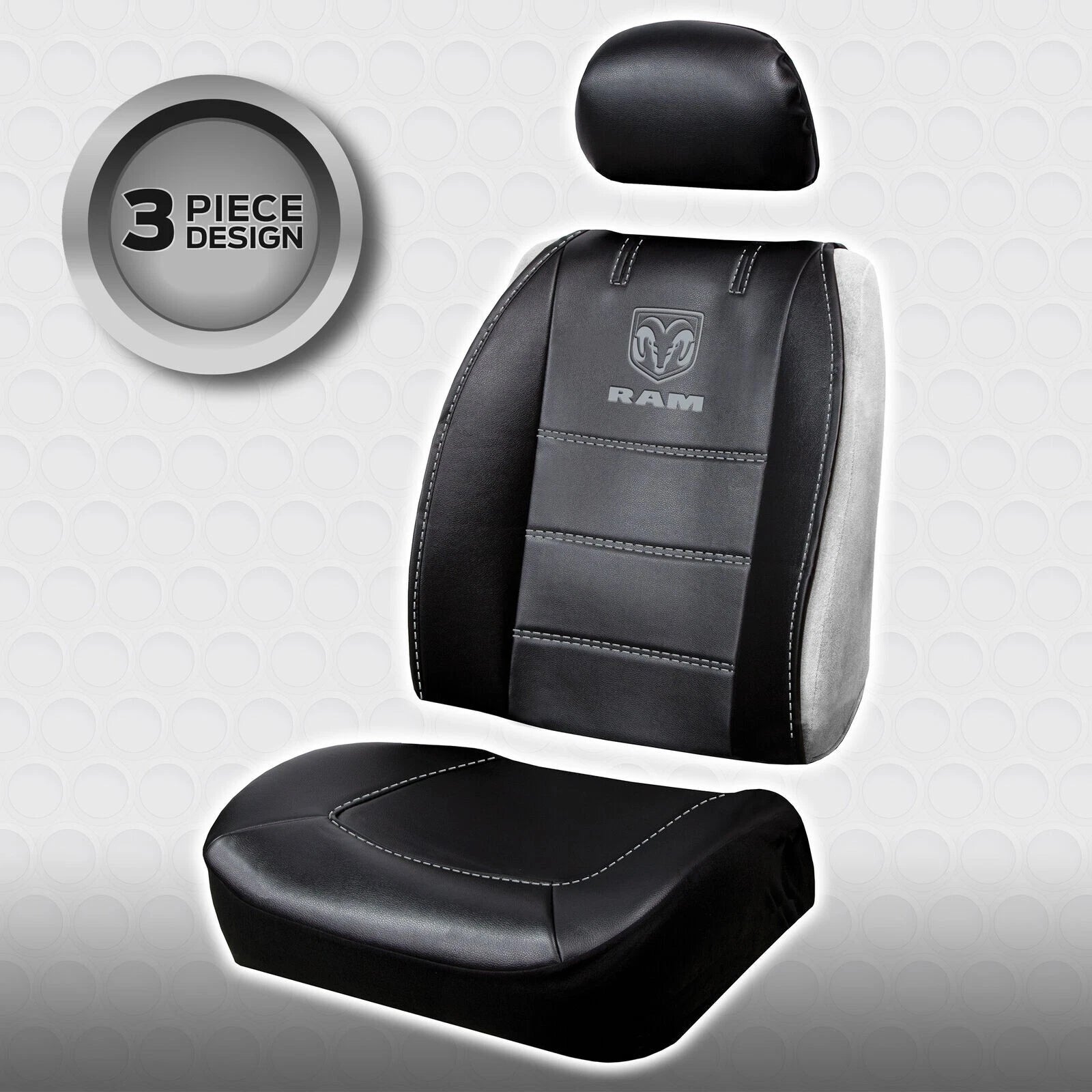 3-Piece Sideless Synthetic Leather Seat Cover for Ram Truck