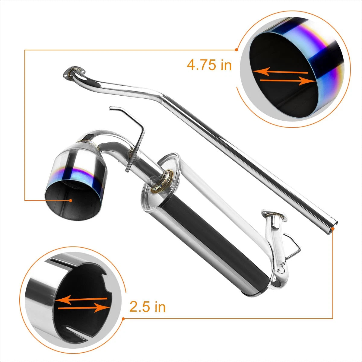 Catback Exhaust System for Dodge Neon SOHC 2.0L (2000–2005) - 4.75" Burnt Tip