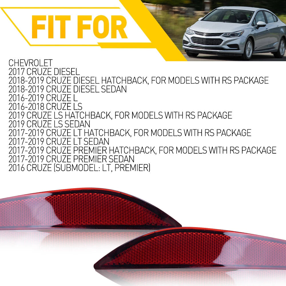 Rear Bumper Reflector Lights Cover for Chevrolet Cruze (2016â2019)