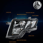 Factory Style Headlights for Ford Edge (2009–2010) - Black Housing, Clear Corner