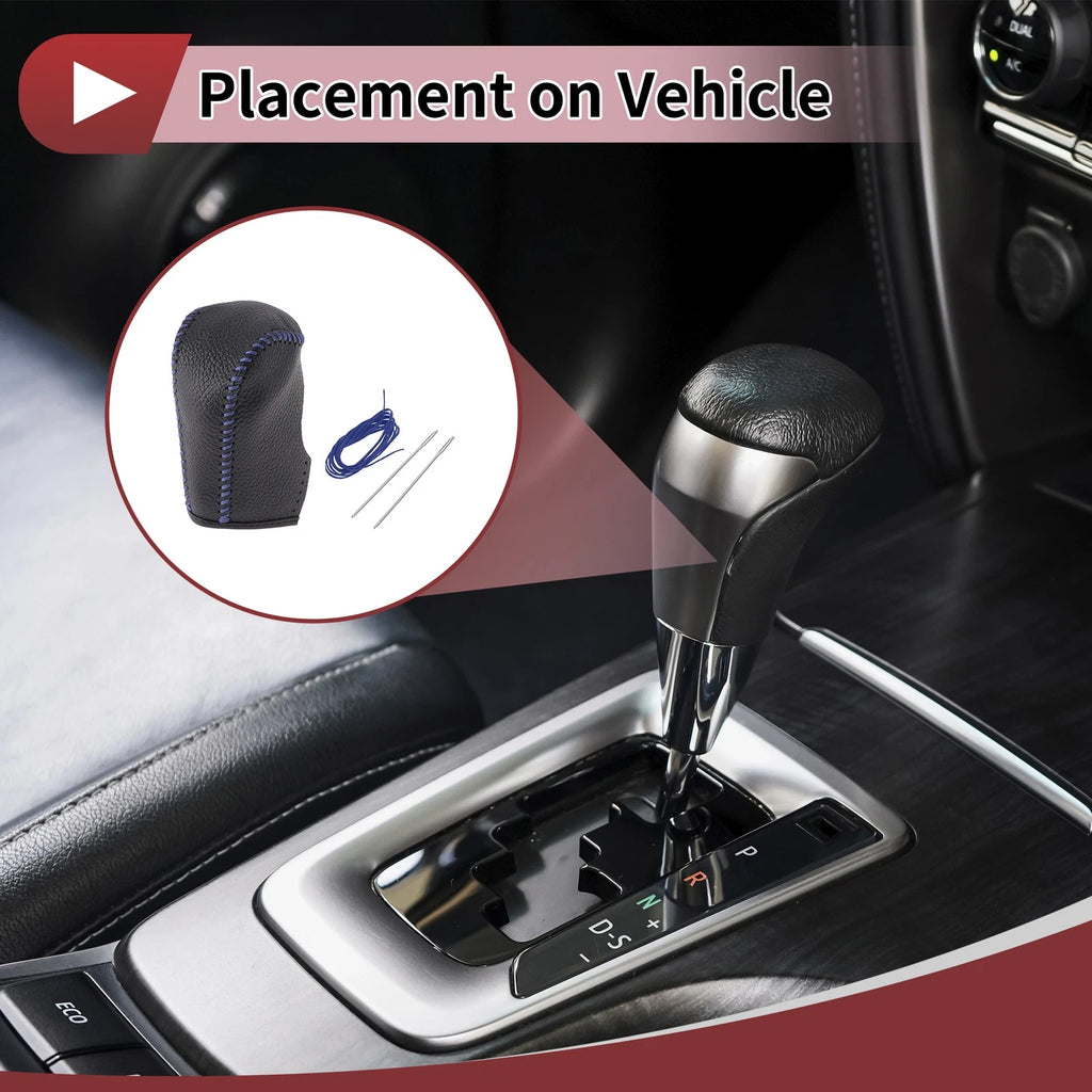 Gear Shift Knob Cover for Nissan Murano (2009–2013) Black Blue Faux Leather