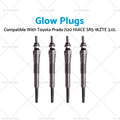 Set of 4 Glow Plugs for Toyota Prado J120, Hiace SR5 1KZTE (2003–2009) 19850-67020