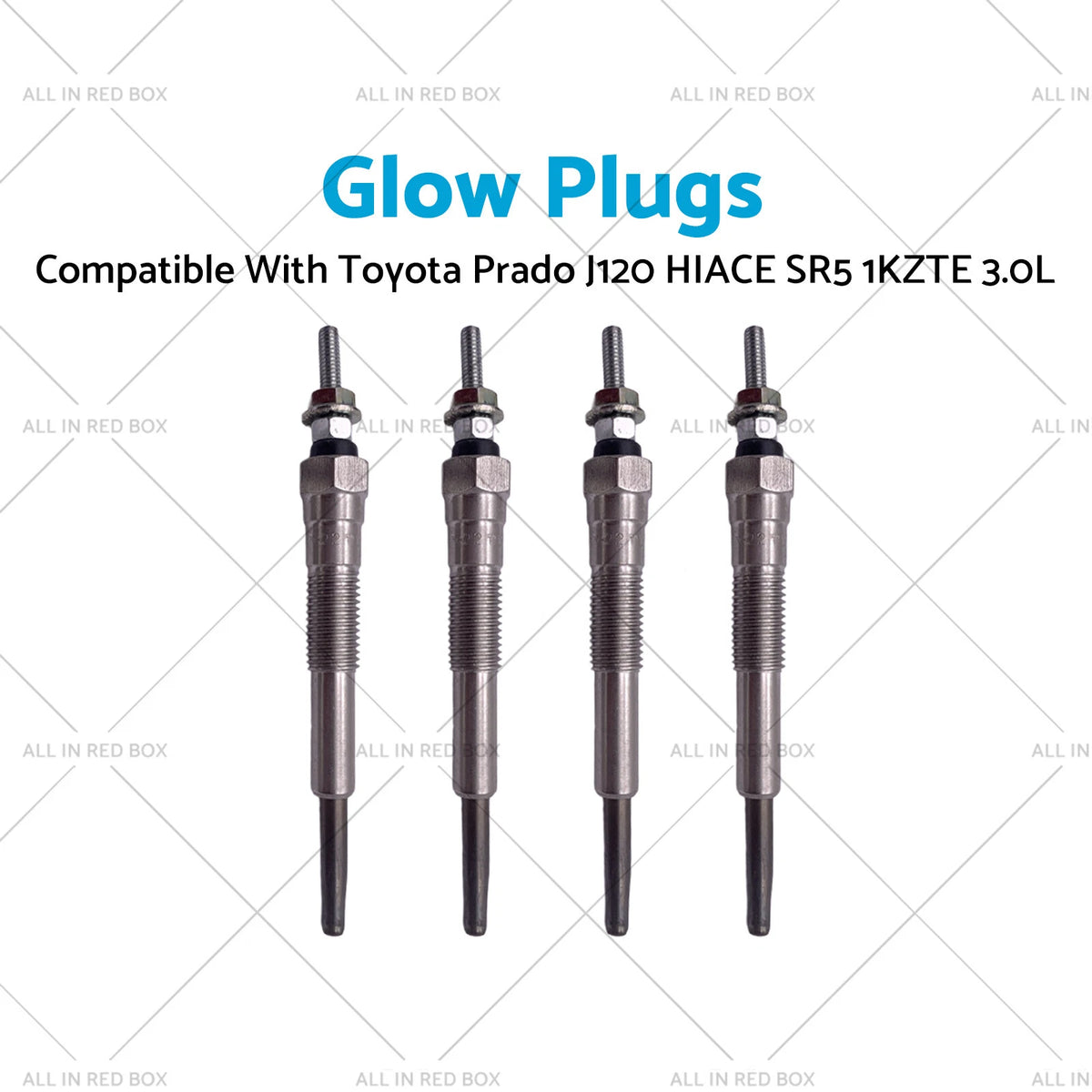 Set of 4 Glow Plugs for Toyota Prado J120, Hiace SR5 1KZTE (2003–2009) 19850-67020