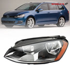 Headlight Assembly for Volkswagen Golf MK7 (2015–2017) Halogen Driver Side Black