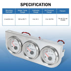 Set of 3 Mechanical Chrome Gauges for Universal Applications (52mm)