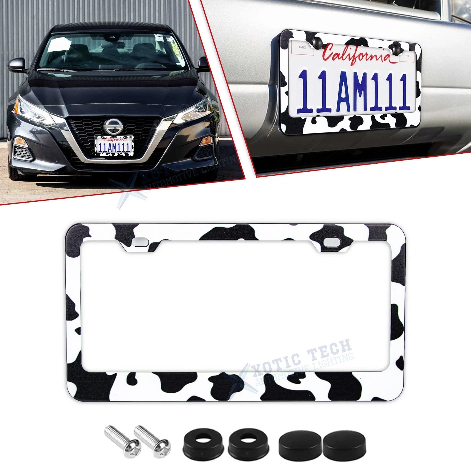 Cows Pattern Universal License Plate Frame for Stainless Steel (Weatherproof)