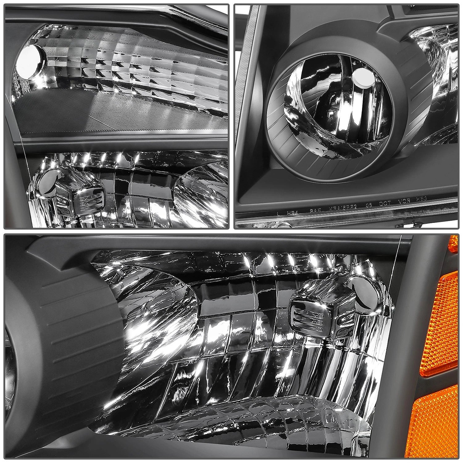 Headlight for Nissan Armada Titan (2005–2015) Black Amber Factory Style