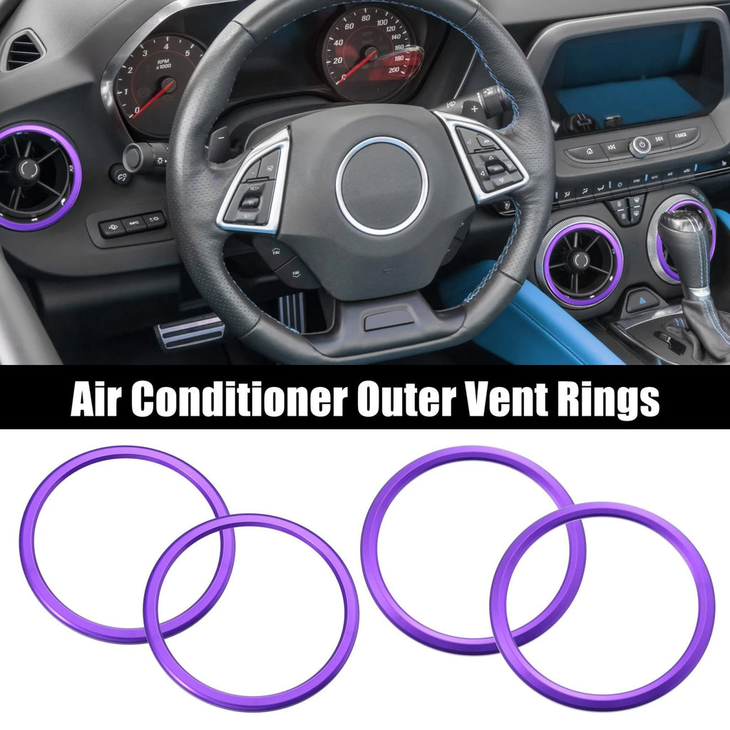 Set of 4 AC Outer Vent Rings Trim Covers for Chevrolet Camaro (2016–2020) Purple