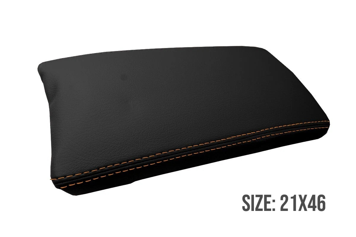 Leather Console Lid Armrest Cover for Toyota Prius (2010–2015) Orange Stitch