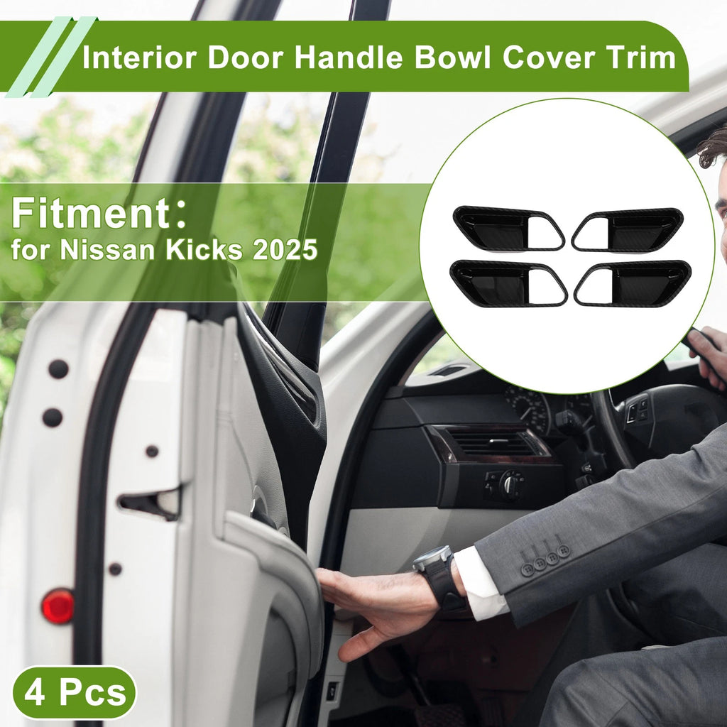 Interior Door Handle Bowl Cover Trim for Nissan Kicks (2025) Carbon Fiber Black