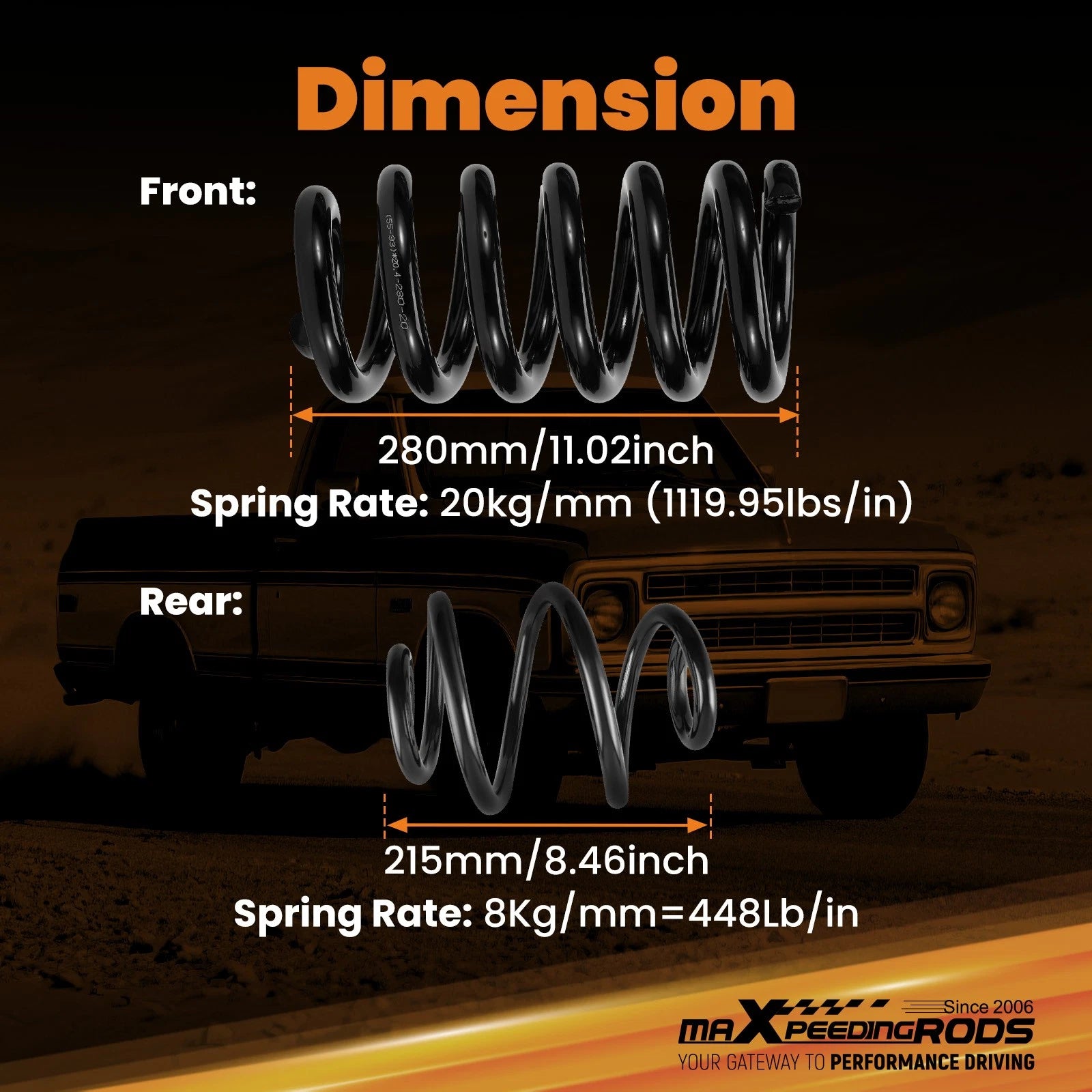 3" Front 6" Rear Drop Lowering Springs for Chevy C10 GMC C15 (1963–1972)