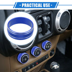 3X AC Switch Knob Cover Ring for Jeep Wrangler JK JKU (2011–2018) Blue