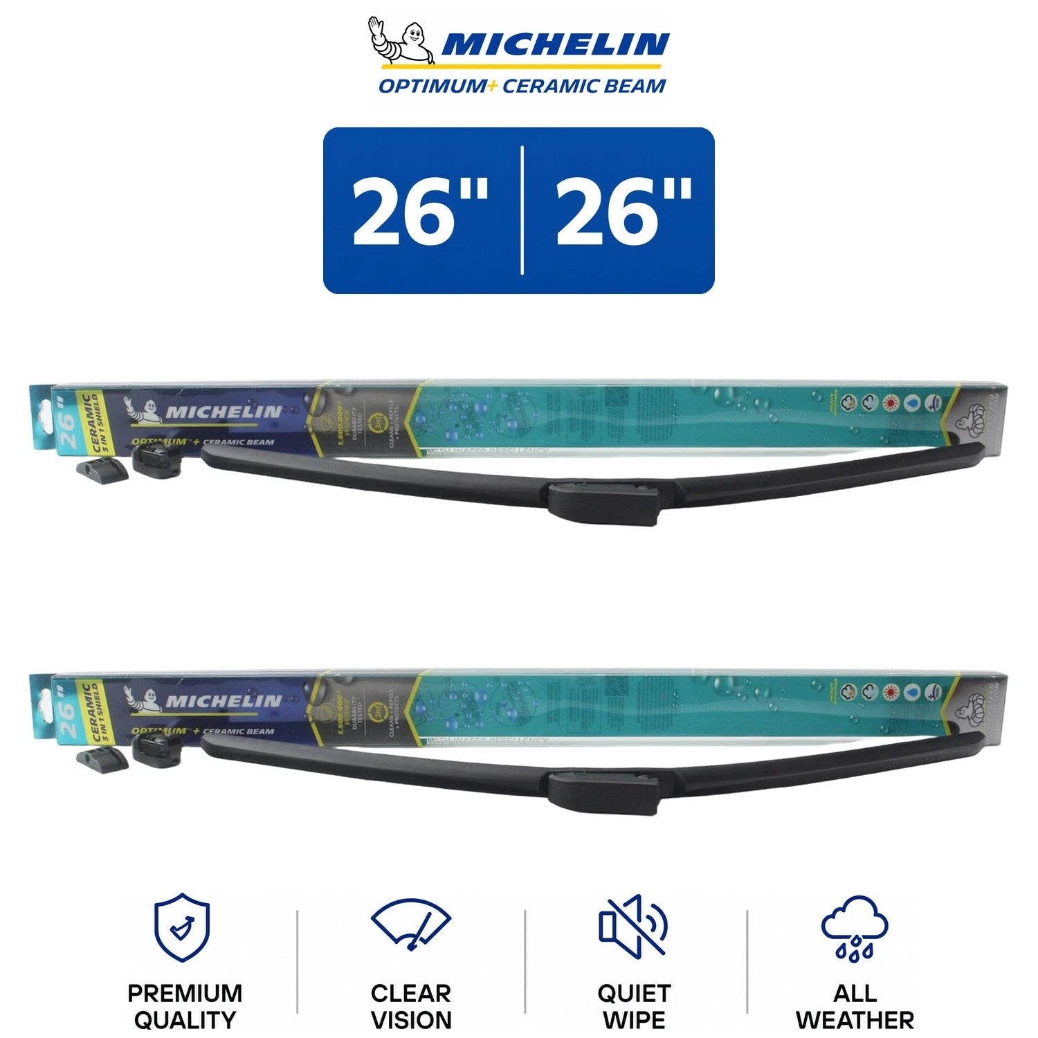 Set of 2 Michelin Optimum+ 26" Ceramic Beam Wiper Blades for Audi Q7 (2007–2015)