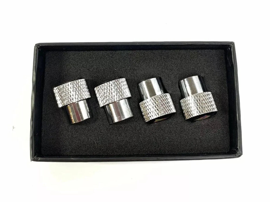 Valve Stem Caps Premium Chrome Knurled for Ford Mustang (2005–2023)