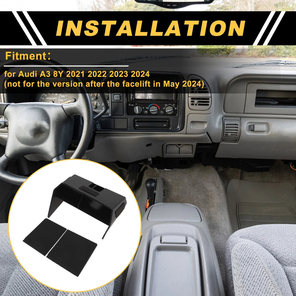 Center Console Armrest Organizer Tray for Audi A3 8Y (2021–2024) Black Plastic
