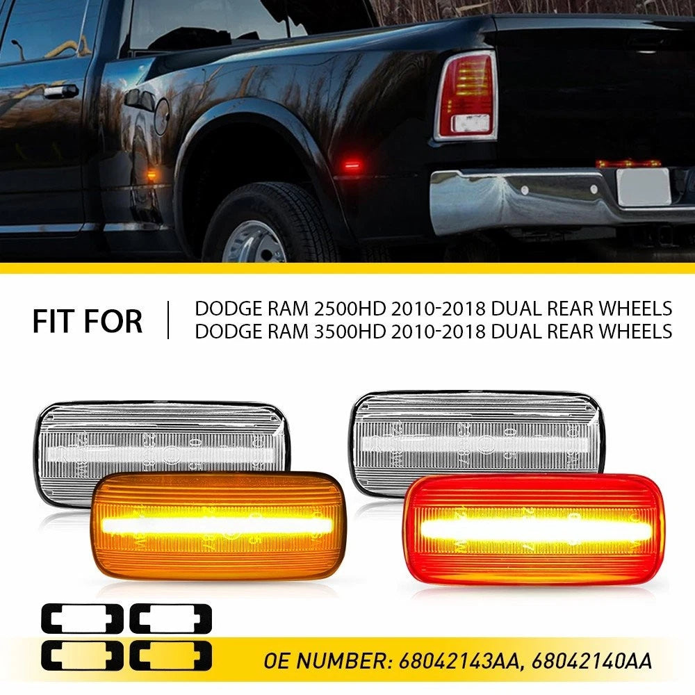 4X Clear Amber+Red LED Side Marker Lights for Dodge RAM 2500 3500 (2010–2018) EPY