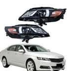 Set of 2 Black Halogen Headlights for Chevrolet Impala (2015–2020)