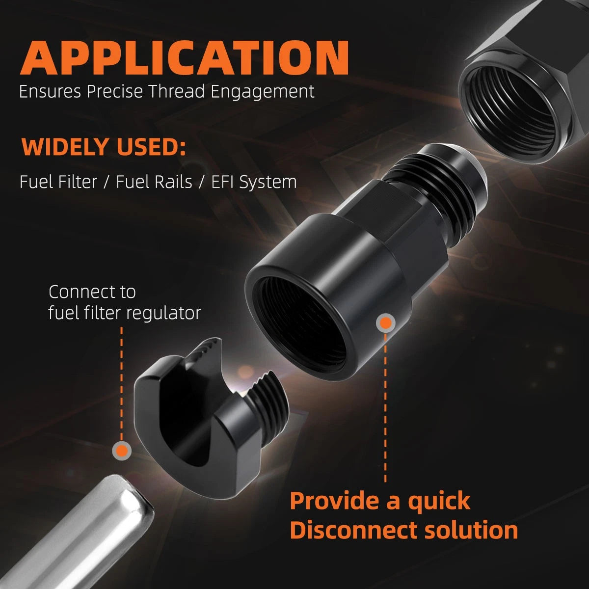 6AN Male to 5/16" Female EFI Fuel Line Adapter Fitting (1500PSI)