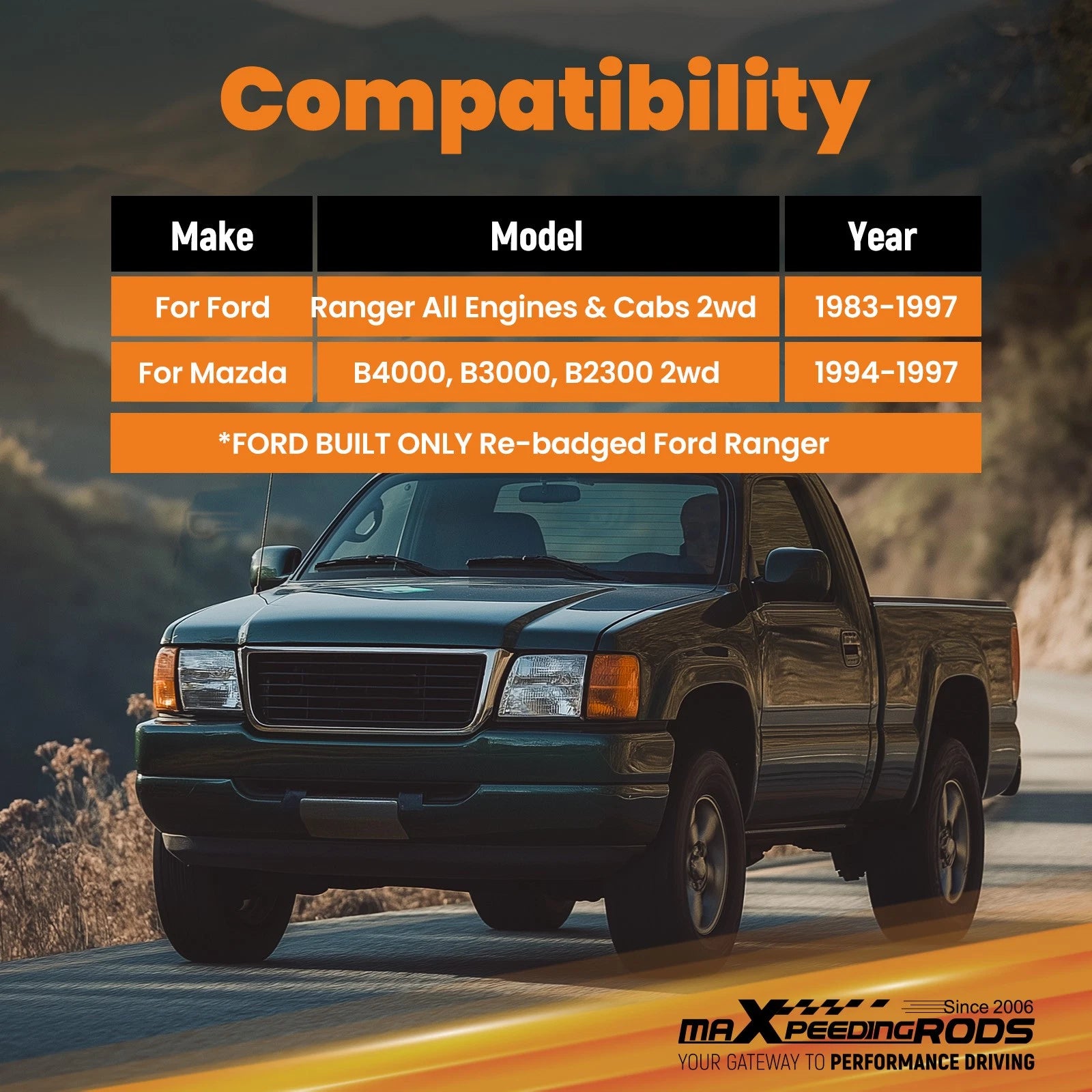 3" Front Lowering Coil Springs & 5" Rear Drop Flip Kit for Ford Ranger (1983–1997)