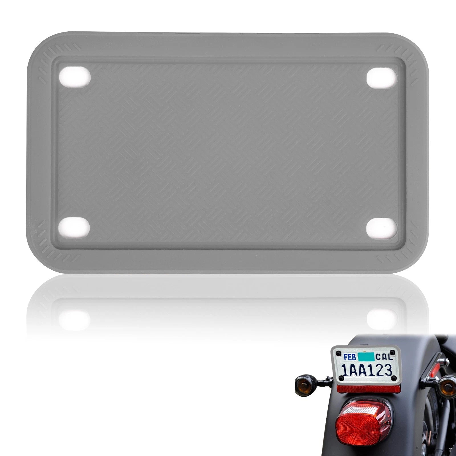 Gray Motorcycle Silicone License Plate Frame for Universal (Rustproof, 2–3)