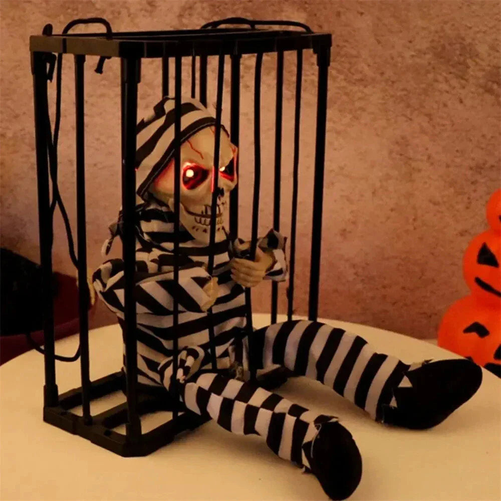 Light Up Eyes Skeleton Halloween Decoration with Sound for Home Decor