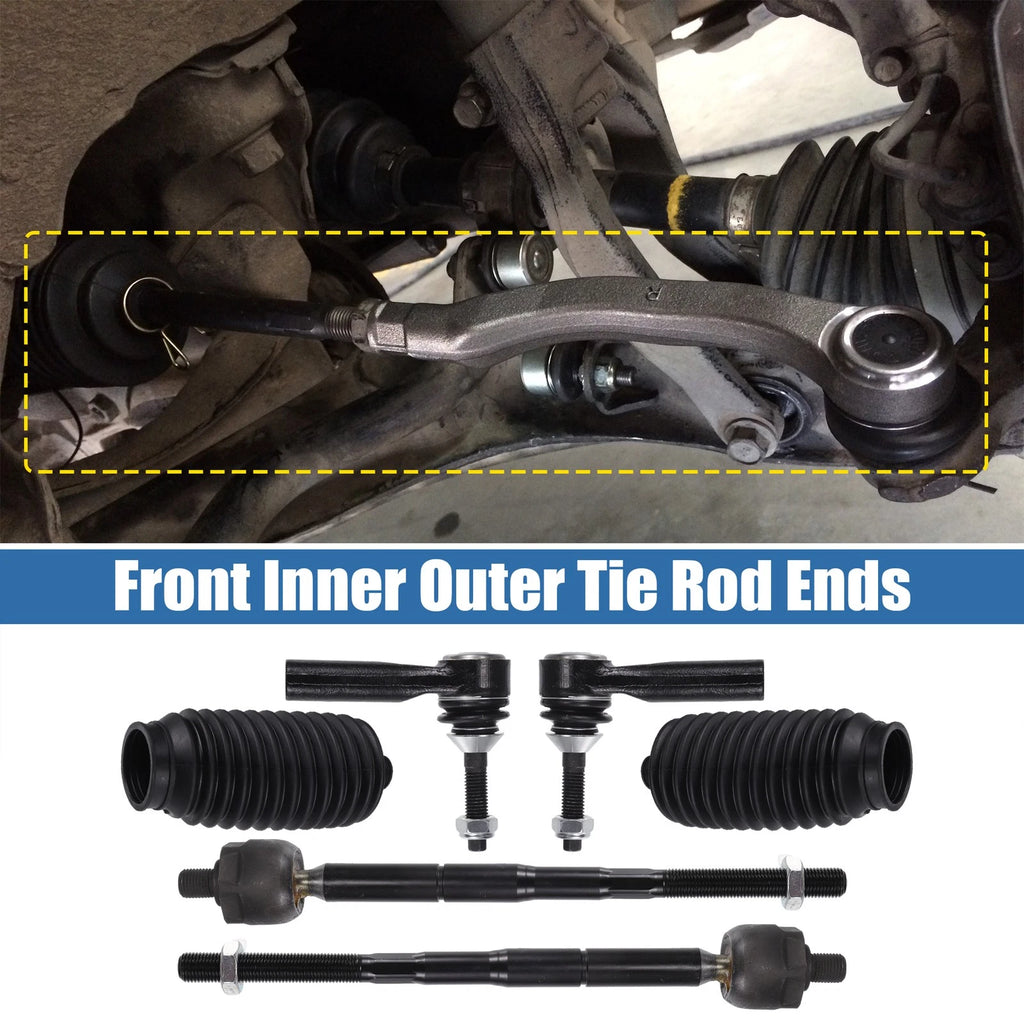 Set of 6 Front Inner Outer Tie Rod End Links for Ford Taurus (2013–2017)