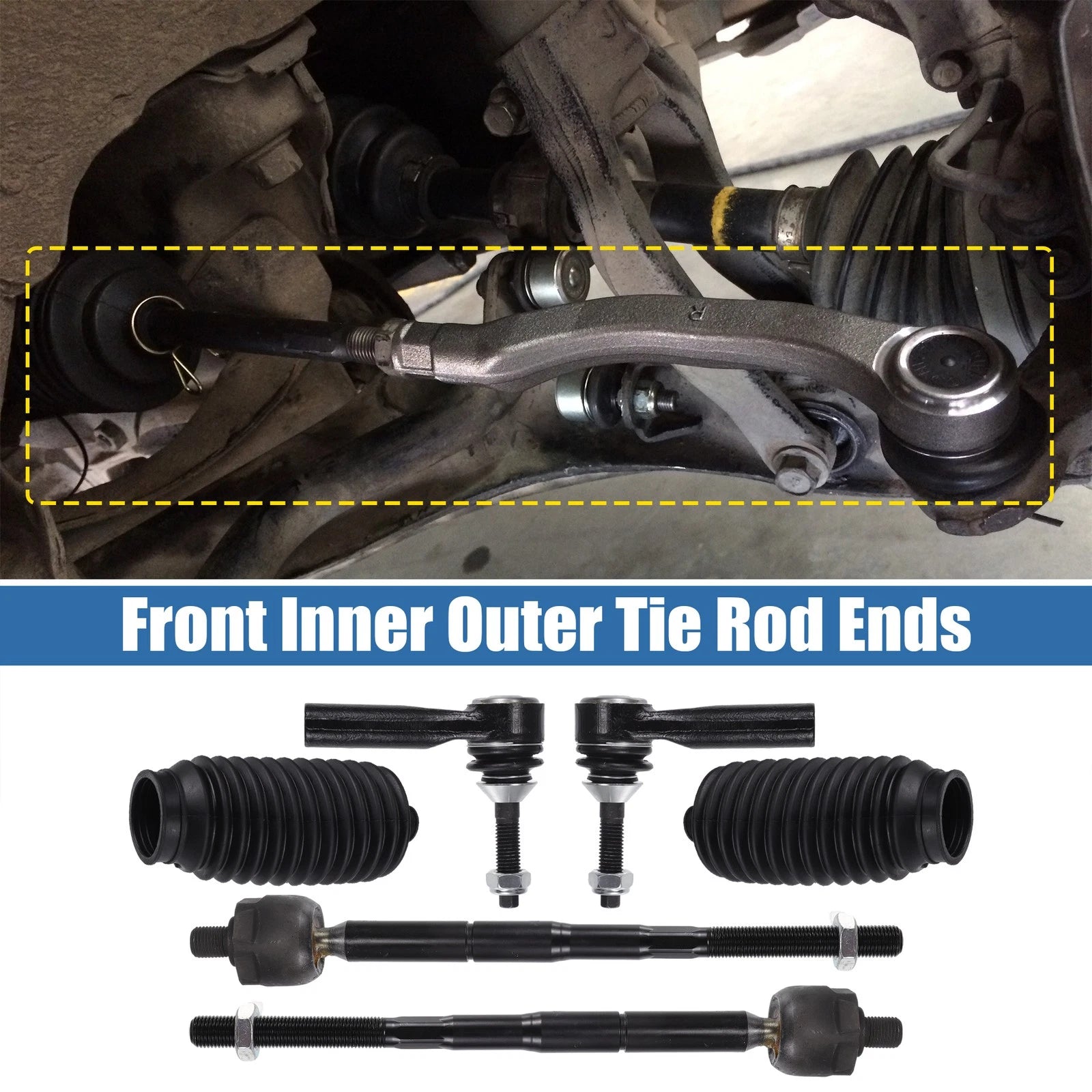 Set of 6 Front Inner Outer Tie Rod End Links for Ford Taurus (2013–2017)