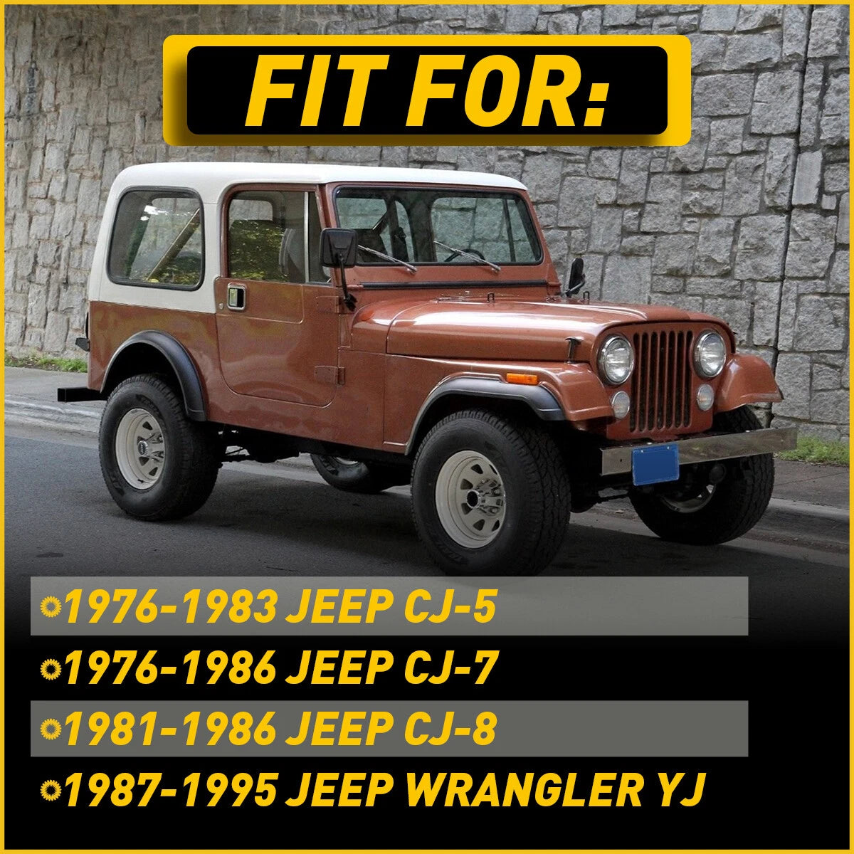 Set of 2 Tan Interior Door Pull Straps for Jeep Wrangler (1987â1995)