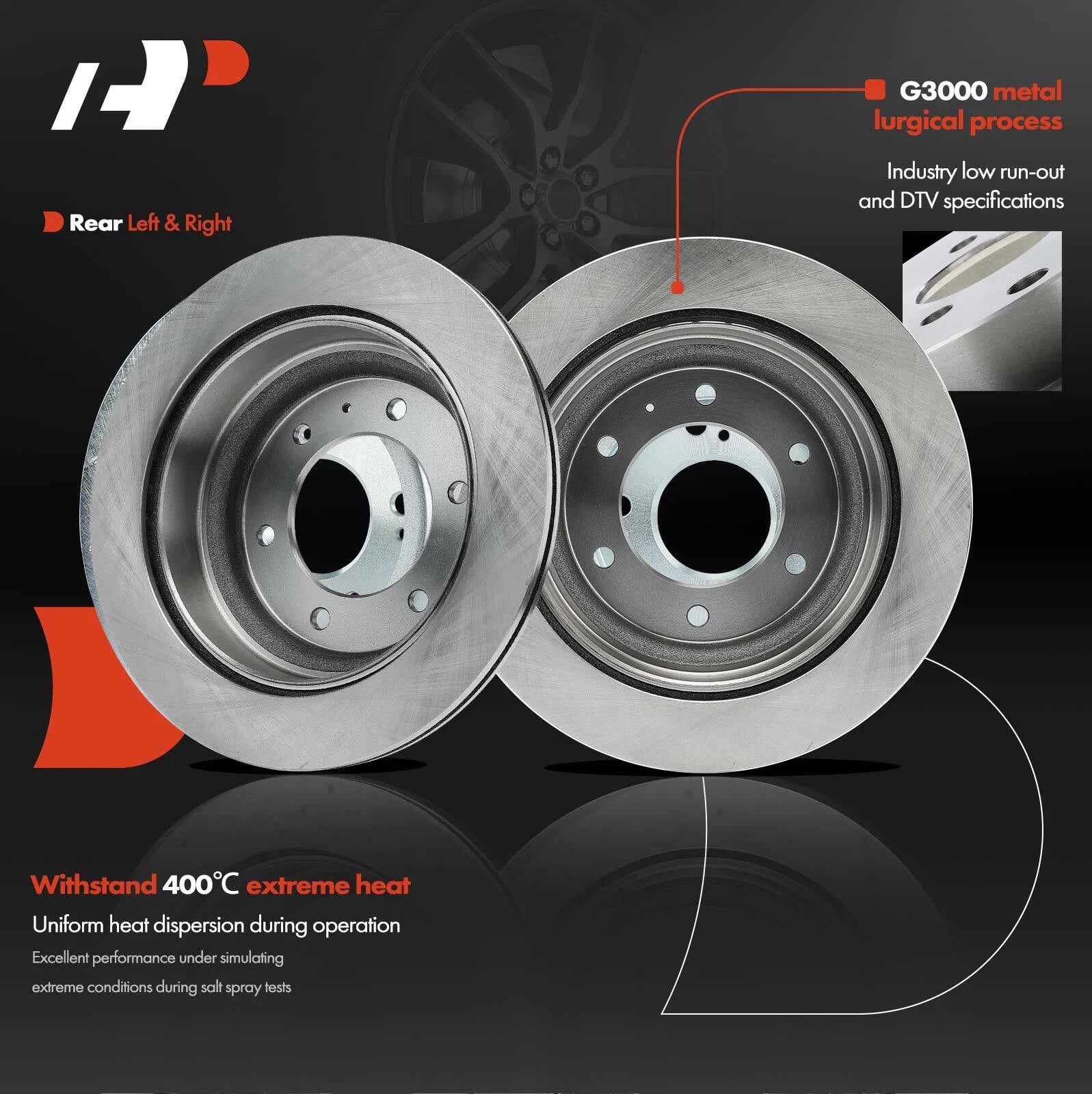 Set of 2 Rear Disc Brake Rotors & Ceramic Pads for Honda Passport (1994–2002)