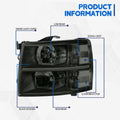 Headlight Pair Black Smoke Clear for Chevy Silverado 2500HD 3500 (2007–2014)