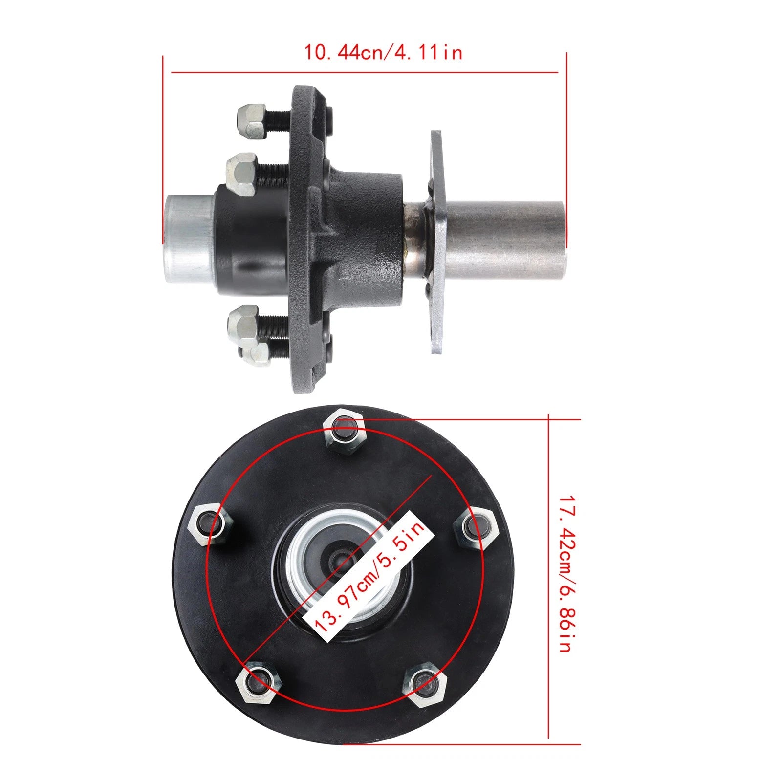 Set of 2 Trailer Hub Kits for 5x5.5" Spindle with Bearings
