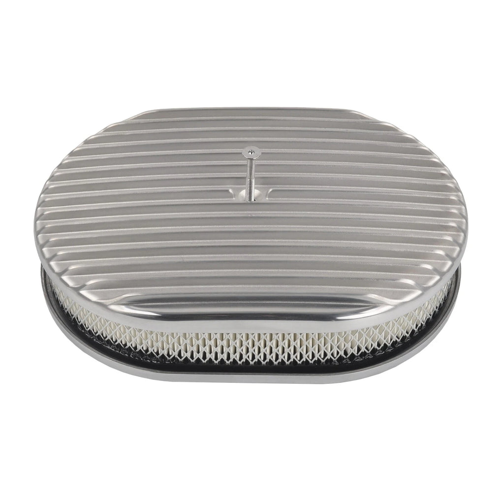 12" Oval Polished Aluminum Air Cleaner for Chevy Ford Mopar