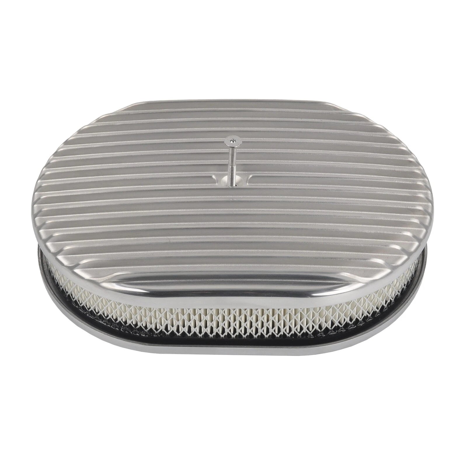 12" Oval Polished Aluminum Air Cleaner for Chevy Ford Mopar