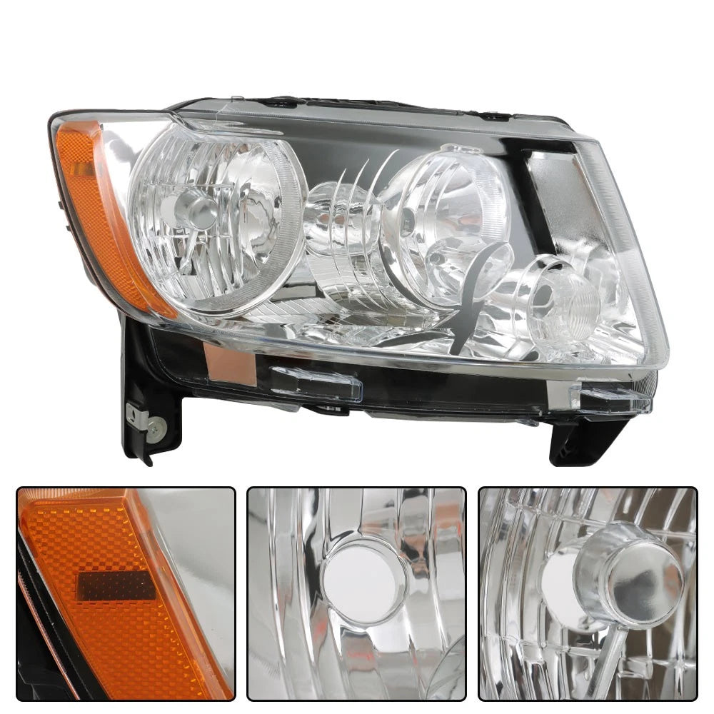 Set of 2 Chrome Headlight Assemblies for Jeep Grand Cherokee (2011-2013)