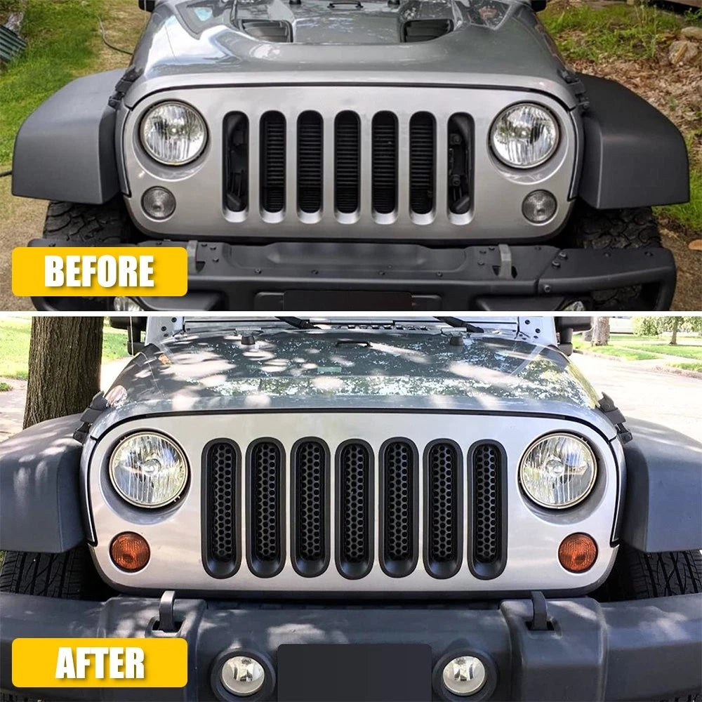 Front Mesh Grille Inserts for Jeep Wrangler JK (2007–2018)