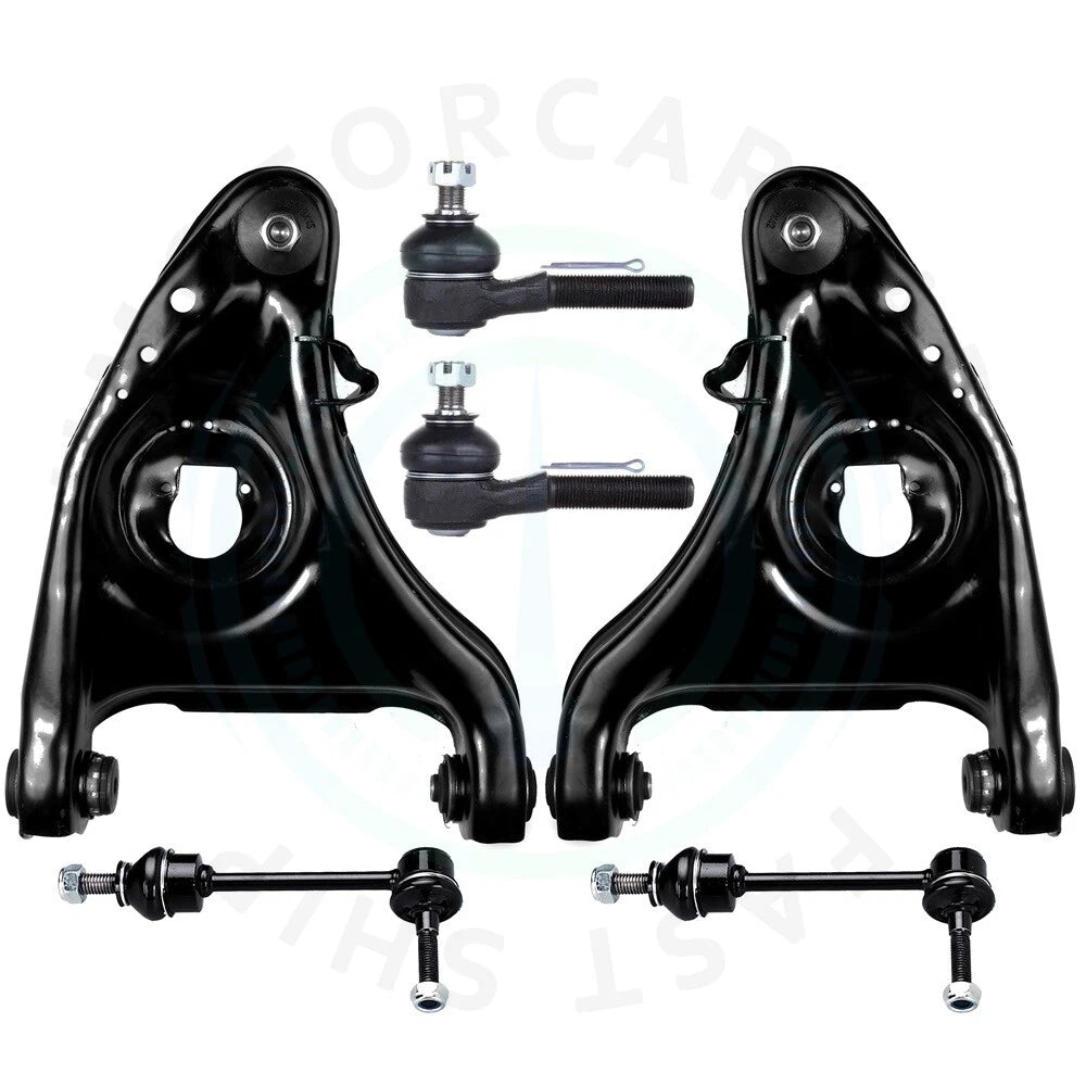 Set of 6 Control Arms and Tie Rod Links for Ford Crown Victoria Lincoln Town Car (1998–2002)