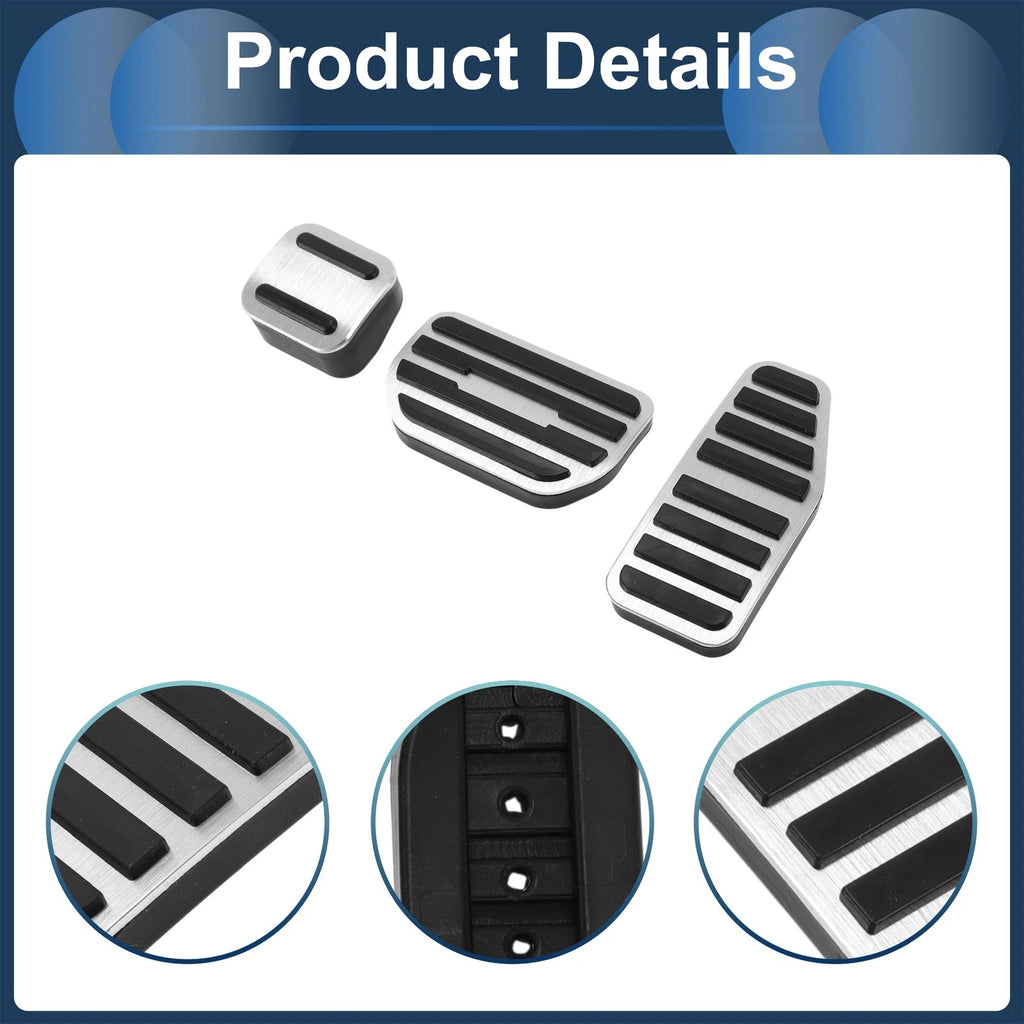 3Pcs Accelerator Pedal Covers for Suzuki Hustler (2014–2023) Silver Tone