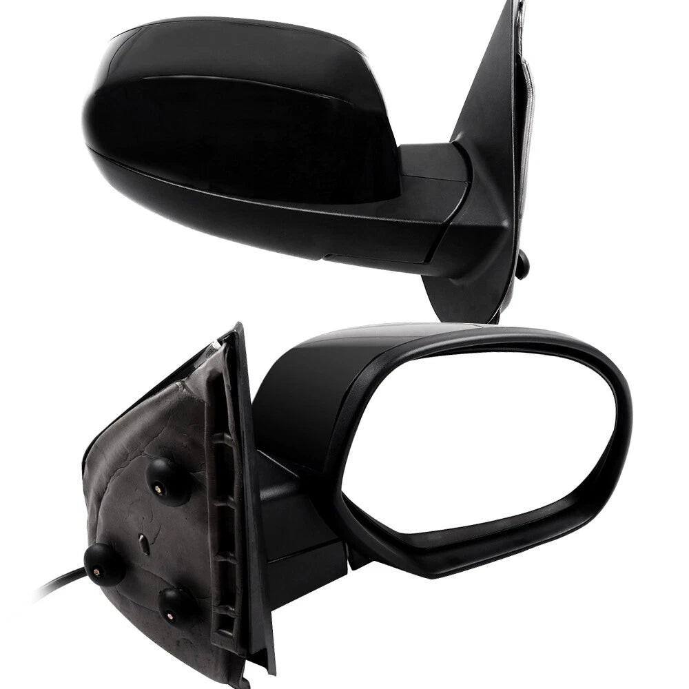 Set of 2 Black Smooth Power Heated Side Mirrors for Chevy GMC (2007–2013)