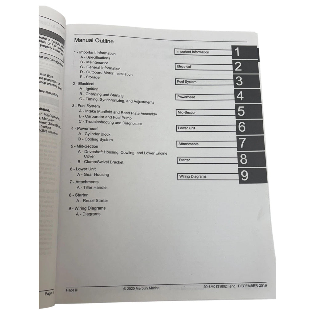 Service Manual for Mercury 9.9/15/18 Two Stroke (2019) 90-8M0131802