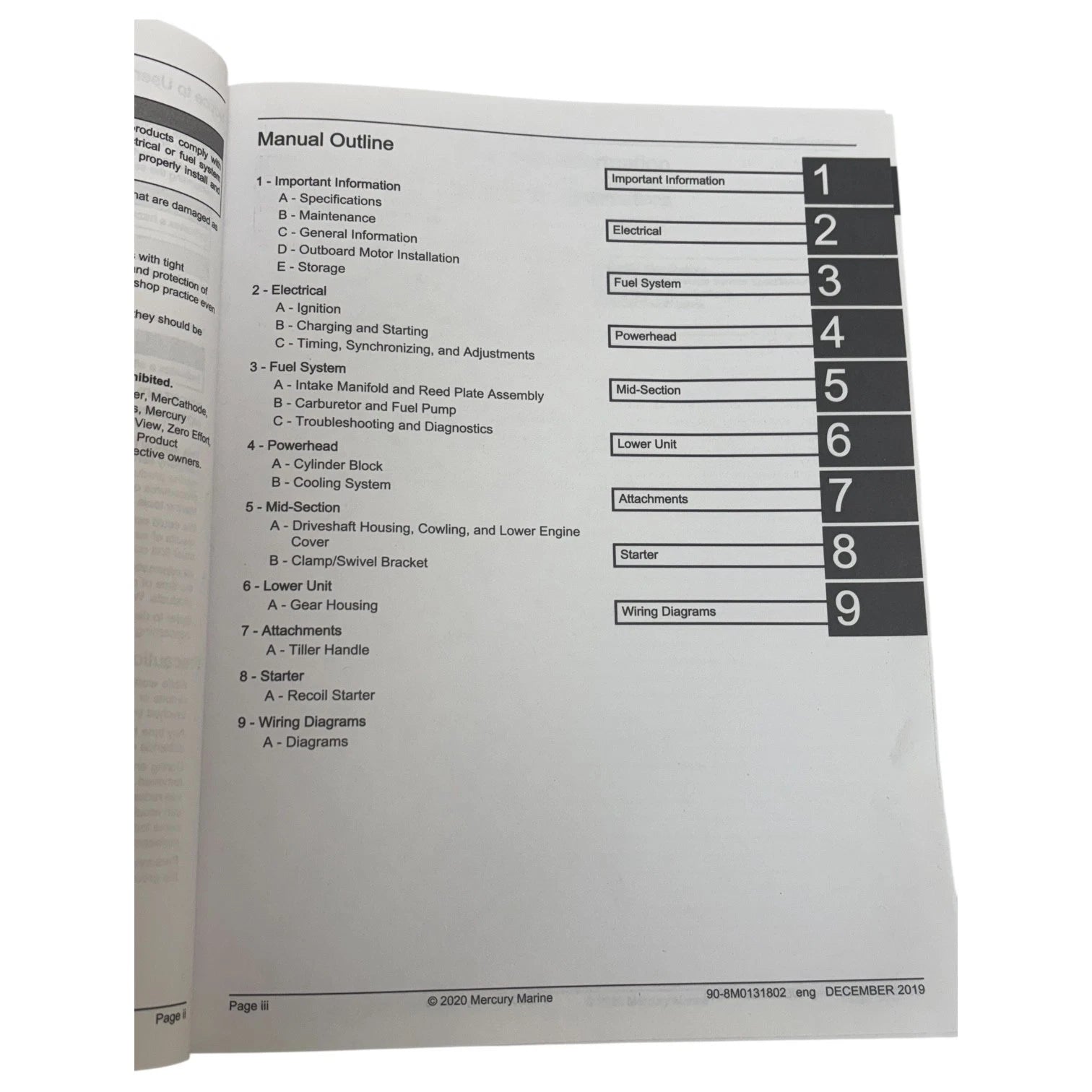 Service Manual for Mercury 9.9/15/18 Two Stroke (2019) 90-8M0131802