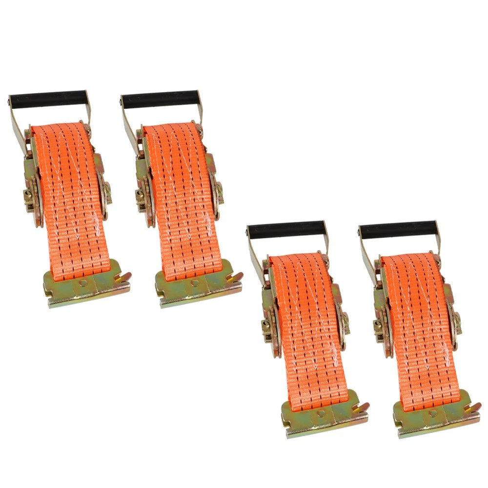 Set of 4 E Track Ratchet Tie Down Straps for Truck Enclosed Cargo Van