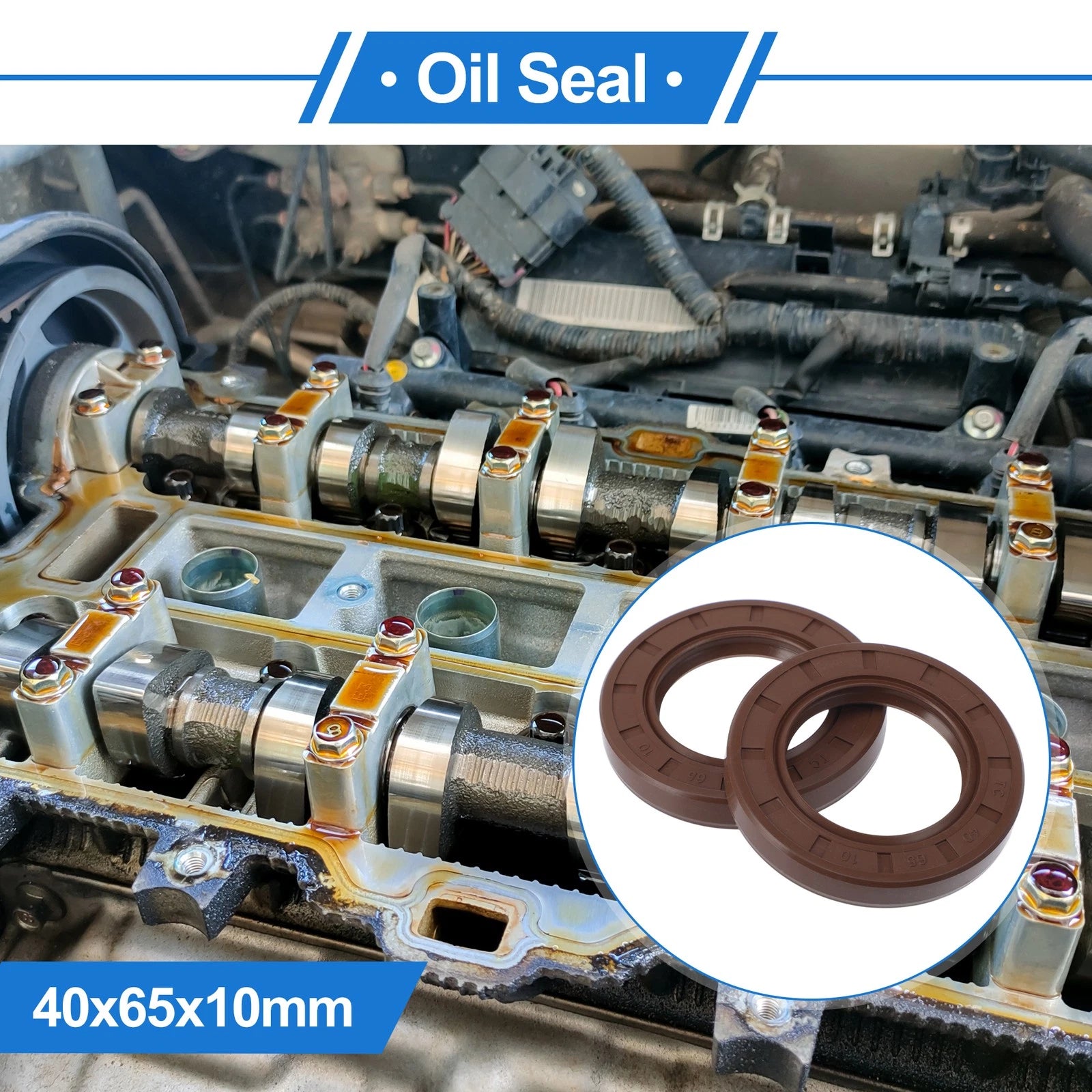Set of 2 Oil Seal Rotary Shaft Seal FKM Rubber 40x65x10mm for Various Models