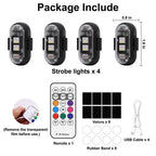 4 x Wireless LED Strobe Lights with Remote for Motorcycle Drone