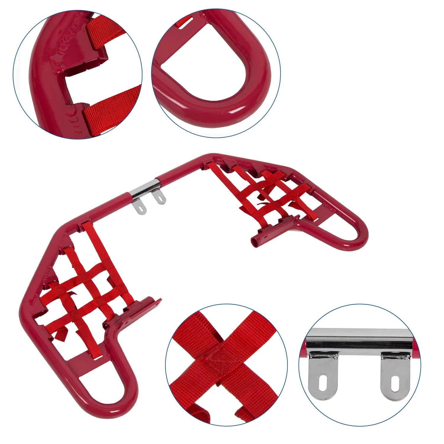 Red Nerf Bars w/ Nets for Yamaha Warrior 350 YFM350X (1987–2004)